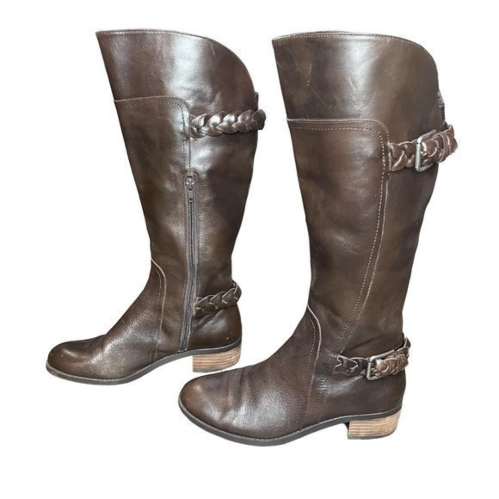 Audrey Brooke‎ Women's Brown Leather Knee High Riding "Tony" Boots Size 7